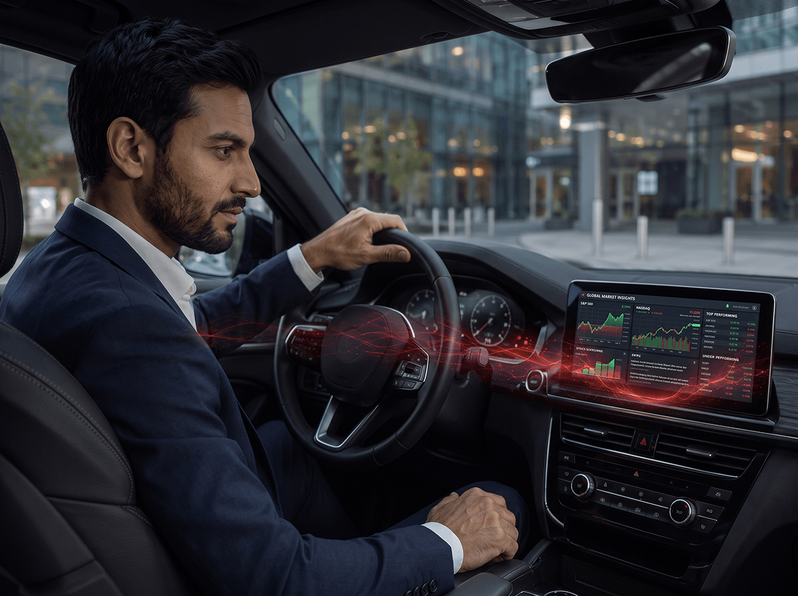 Außendienstmitarbeiter nutzt FRED im Auto